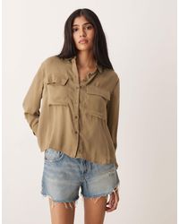 Aware - Utility Style Long Sleeve Shirt With Fold Up Cuff Detail - Lyst