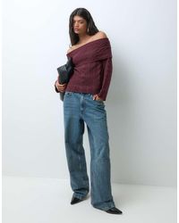 Vero Moda - Off Shoulder Cable Knit Jumper - Lyst