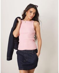 ASOS - Knit Slash Neck Ribbed Cami Top - Lyst