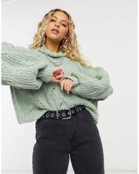Free People Jersey verde salvia con mangas globo Seasons Change