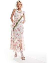 Reclaimed (vintage) - Limited Edition Floral Print Corsage Dress With Lace Detail - Lyst