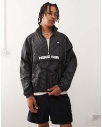 Nike - Chaqueta Negra Con Media Cremallera De Tejido Liso De Air - Lyst