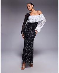 ASOS - Mesh One Off Shoulder Midi Dress With Sleeves - Lyst