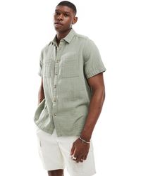 ASOS - Short Sleeve Relaxed Revere Collar Cheese Cloth Shirt - Lyst