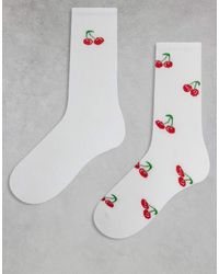 ONLY - 2-pack Cherry Embroidery Socks - Lyst
