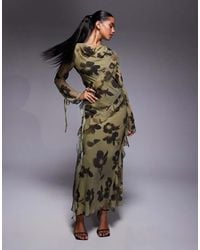 DASKA - Chiffon Maxi Dress With Frill Details - Lyst