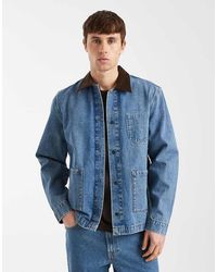 Redefined Rebel - Wallace Denim Utility Style Jacket With Contrast Collar - Lyst