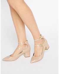 Miss Selfridge Double Strap Pointed Heeled Shoes - Natural