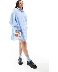 ASOS - Asos Design Curve Ultimate Boyfriend Mini Shirt Dress With Volume Sleeve - Lyst