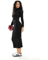 Pimkie - High Neck Knitted Rib Maxi Dress With Back Cut Out - Lyst