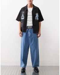 Obey - Vaqueros Azul Añil Lavado Holgados Bigwig De -Verde - Lyst