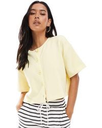 Miss Selfridge - Ribbed Button Up Short Sleeve Cardigan Co Ord - Lyst