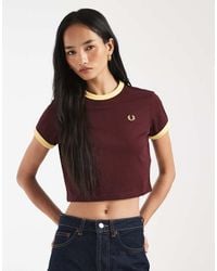 Fred Perry - Cropped Ringer Logo T-Shirt - Lyst