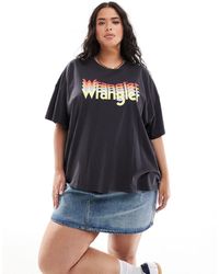 Wrangler - T-shirt girlfriend sbiadito con logo rétro - Lyst