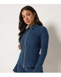 PixieGirl - Petite Zip Denim Jacket - Lyst