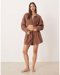 ASOS - Callie Cheesecloth Beach Paper Bag Waist Short - Lyst