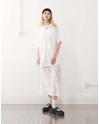 Reclaimed (vintage) - Midi T-Shirtjurk Met Kanten Rok - Lyst