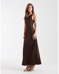 Object - One Shoulder Satin Maxi Dress - Lyst