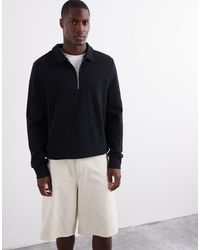 ASOS - Standard Fit Quarter Zip Sweatshirt With Collar - Lyst
