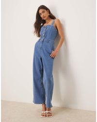 Nobody's Child - Aster Button Strappy Denim Jumpsuit - Lyst