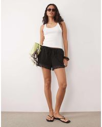 ASOS - Satin Lace Trim Draw Cord Shorts Co-ord - Lyst
