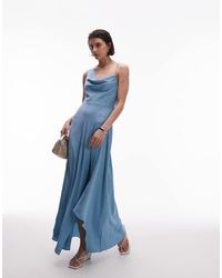 Mango - Vestido Midi Claro Asimétrico De Satén De - Lyst