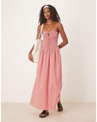 ASOS - Bandeau Maxi Dress With Shirring Body And Tie Detail - Lyst