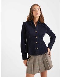 Miss Selfridge - Long Sleeve Fitted Denim Shirt - Lyst