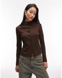 ASOS - Long Sleeve Buttoned Front Top - Lyst
