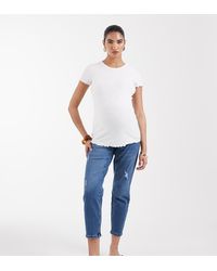 ONLY - High Waist Ripped Mom Jeans - Lyst