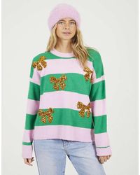 Brave Soul - Sequin Bow Stripe Christmas Jumper - Lyst