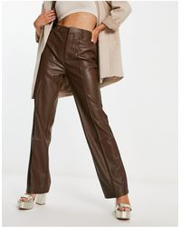 NA-KD - X Stephsa Straight Leg Faux Leather Trousers - Lyst