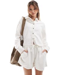 ONLY - – cropped-hemd aus leinen-mix - Lyst