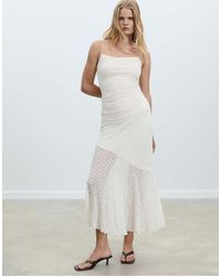 Stradivarius - Kanten Maxi-Jurk Met Smalle Bandjes - Lyst