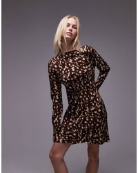 TOPSHOP - Long Sleeve Slash Neck Mini Dress - Lyst