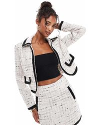 Morgan - Tweed Jack Met Zakken En Contrasterende Biezen - Lyst