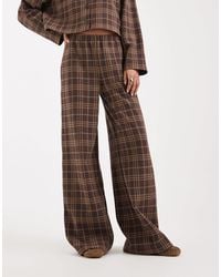 Miss Selfridge - Check Soft Rib Wide Leg Trouser - Lyst