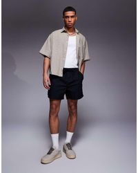 ASOS - Pantalones Muy Cortos Negros De Mezcla De Lino De - Lyst
