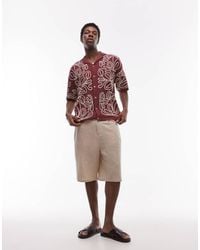 TOPMAN - Ruimvallend Overhemd Van Zware Stof Met Bloemenborduursels - Lyst