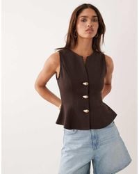 ASOS - Interlock Sleeveless Peplum Top With Gold Abstract Button Detail - Lyst