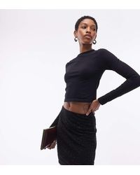 ASOS - Minifalda Negra De Malla Con Diseño De Pedrería Termosellada De Asos Design Tall - Lyst