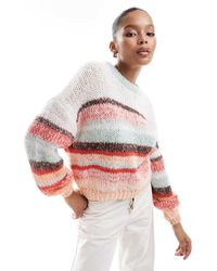 ONLY - Maglione Lavorato A Righe Arancioni Multicolore - Lyst