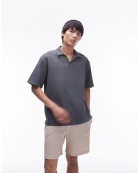 TOPMAN - Short Sleeve Plisse Polo Shirt - Lyst