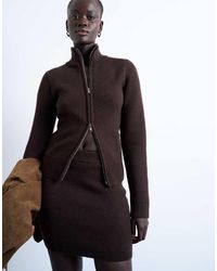 TOPSHOP - Knitted Compact Zip Through Funnel Jumper - Lyst