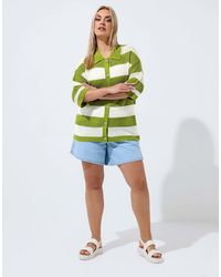 Yours Clothing - Stripe Boxy Knitted Shirt - Lyst