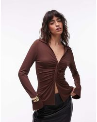 ASOS - Slinky Ruched Hook And Eye Longline Top - Lyst