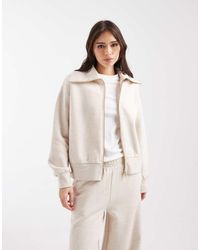 Miss Selfridge - Premium Zip Up Collar Detail Sweatshirt - Lyst