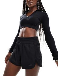 adidas Originals - Pantalones Cortos Negros De Talle Alto Con 3 Rayas A Tono De Canalé Pacer All Gym Seasonal De Adidas Training - Lyst