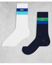 Lacoste - Pack De 2 Pares De Calcetines Básicos De Y Azul Marino De Canalé De - Lyst