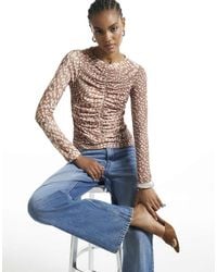 River Island - Deer Print Ruched Front Top - Lyst